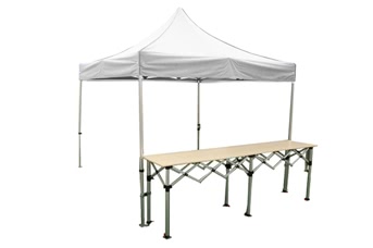 Stand buvette tente pliante 3x3m Blanc Alu 40mm + 1 comptoir pliant 3m