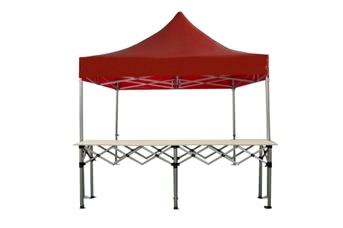 Stand buvette barnum pliant Pro 3x3m Rouge Alu 50mm + 1 comptoir pliant 3m