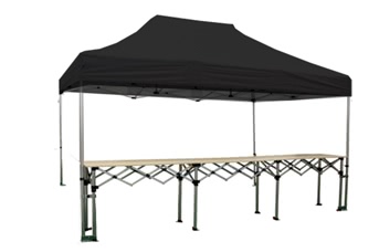 Stand buvette tente pliante 3x4.5m Noir Alu 40mm + 1 comptoir pliant 4.5m