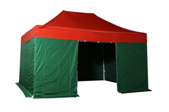 Tente pliante 3x4,5m pack complet bicolore Rouge/Vert structure Alu 40mm bâche polyester pelliculé PVC 300g/m²&nbsp;