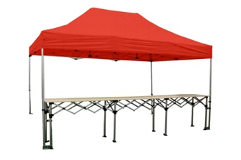 Stand buvette tente pliante 3x4.5m Rouge Alu 40mm + 1 comptoir pliant 4.5m